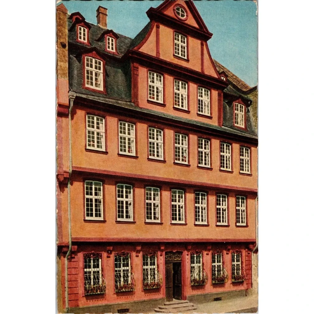 Vintage Frankfurt Goethehaus Postcard by Peter‎ Nagel, Linen Finish